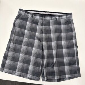 Greg Norman for Tasso Elba Men's Plaid Golf Shorts Size 38 Gray Stretch    3845